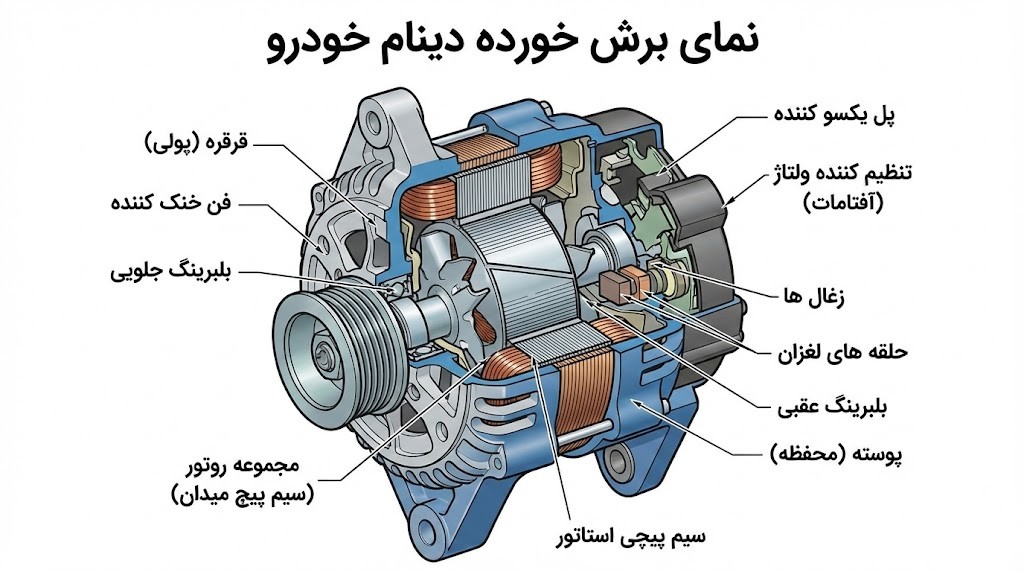دینام خودرو - آلترناتور و اجزای داخلی